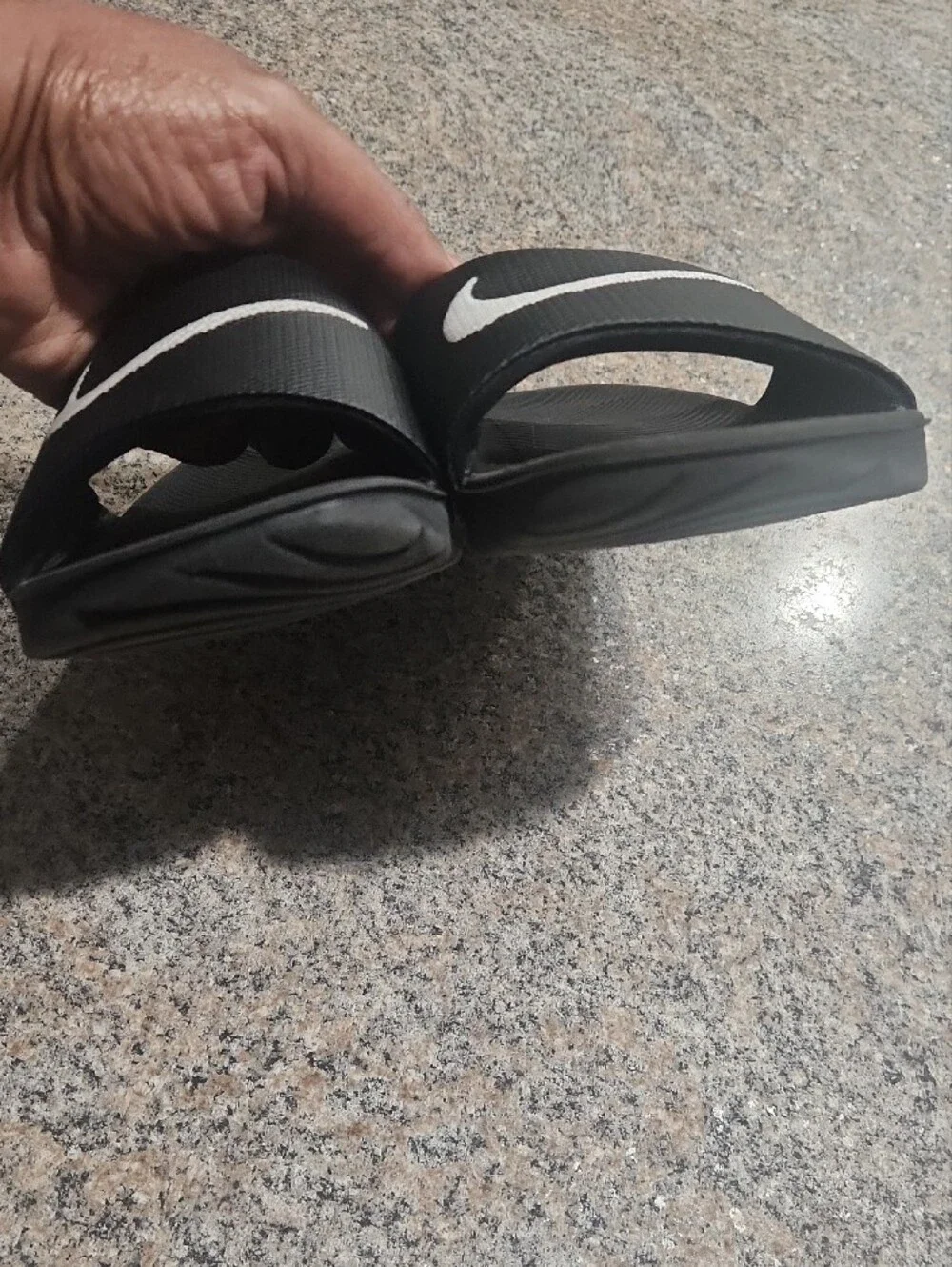 Nike Black and White Kids Slide Sandals Size 6Y
